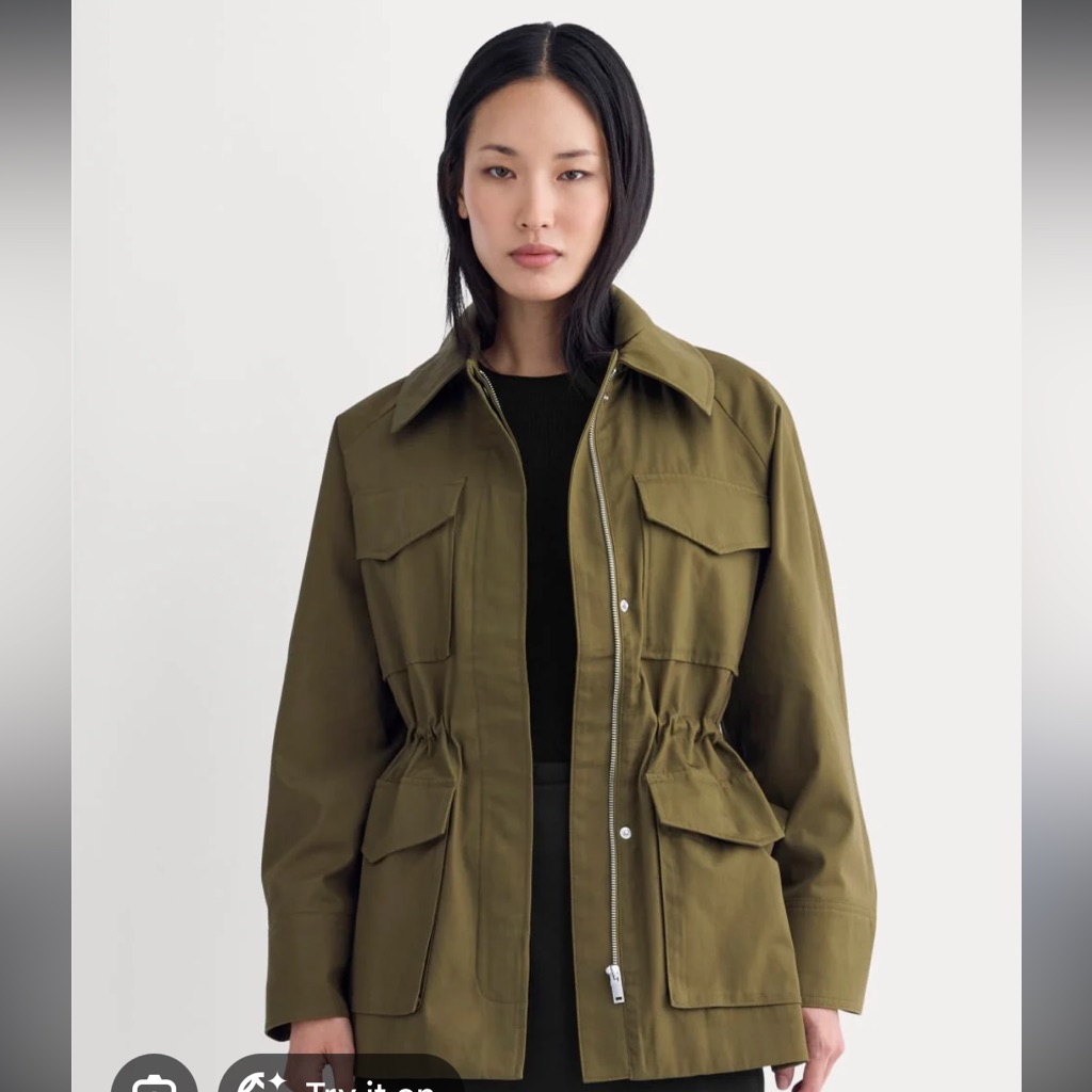 Everlane Women's Olive Green Drawstring Trench Jacket